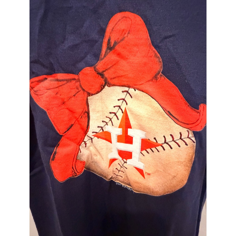 Tiny Turnip Houston Astros Bow Baseball Tee Girls 5T NWT - Picture 2 of 6